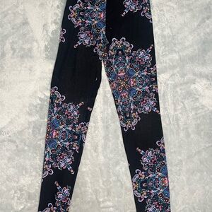 Black Leggings with Colorful Paisley Print